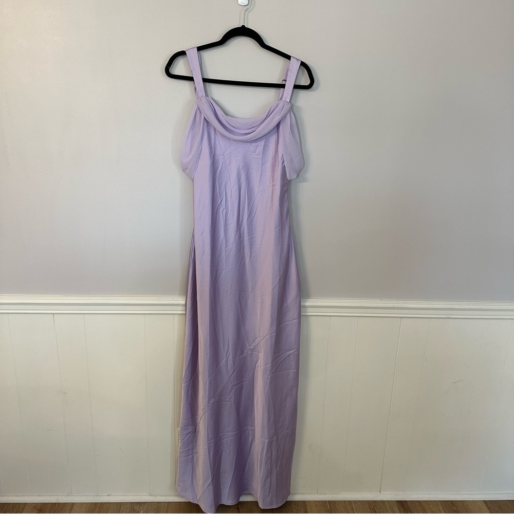 Show Me Your MuMu Women’s Bella Maxi Dress in Lavender Luxe Satin Sz M NWOT - Picture 2 of 11